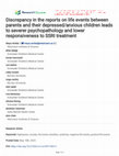 Research paper thumbnail of Discrepancy in the reports on life events between parents and their depressed/anxious children leads to severer psychopathology and lower responsiveness to SSRI treatment