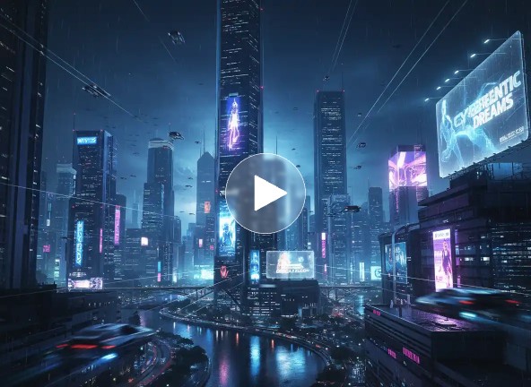 Erstelle eine futuristische bewegte Szene