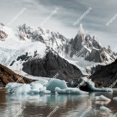 Exemple 2 Paysage de montagne enneigée avec un filigrane