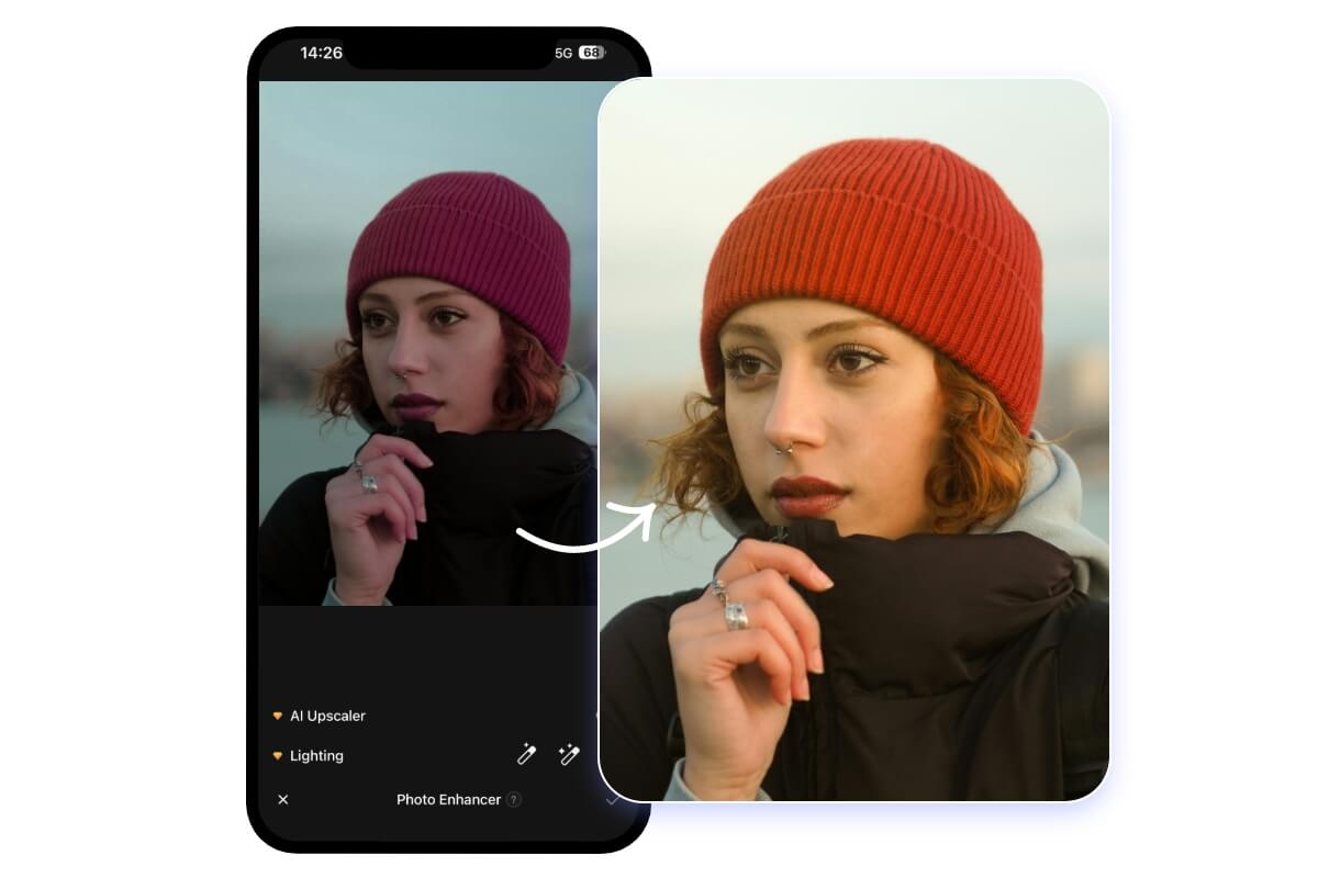 使用 Fotor AI 照片變清晰 App 在手機上提升圖片品質、清晰度與解析度