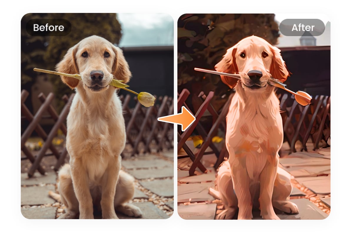 zmień psa rasy golden retriever w styl kreskówkowy