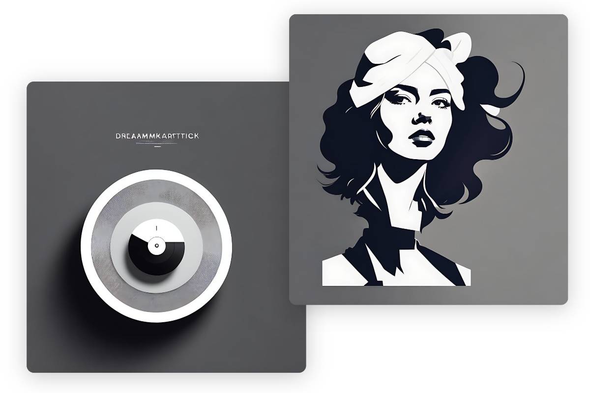 Deux pochettes d’album minimalistes créées par le générateur de pochette d’album IA
