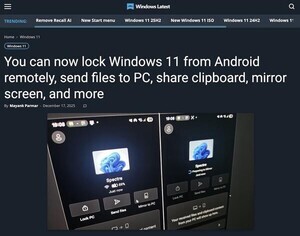 Android端末からWindows 11のリモートロックやファイル送信が可能に