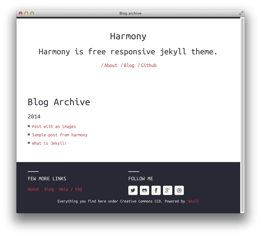 Blog archive page screen-shot Blog archive page screenshot
