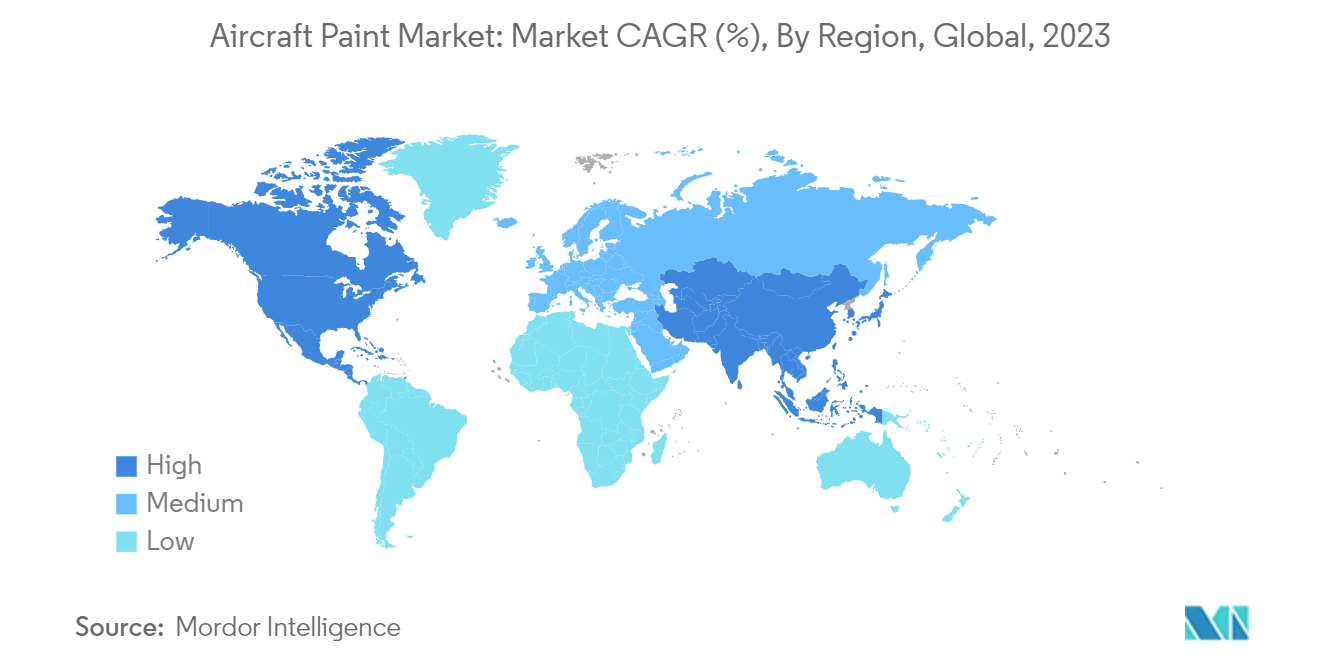 Aircraft Paints Market Trends Aircraft Paints Market: Aircraft Paint Market: Market CAGR (%), By Region, Global, 2023