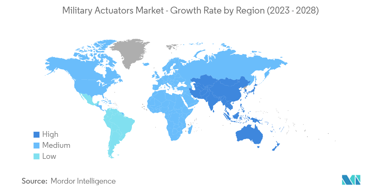 Marché des actionneurs militaires Tendances Marché des actionneurs militaires taux de croissance par région (2023-2028)