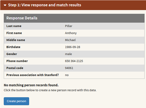 start process to create a new person record