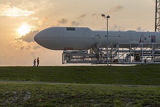 Falcon 9 rollout with TurkmenAlem52E-MonacoSAT to SLC-40 (17108097439)